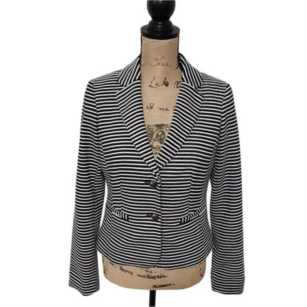 Cynthia Rowley Black White Stripe Button Blazer Jacket Women's Size S